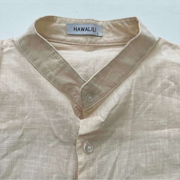 Men’s Short Sleeve Mandarin Collar Shirt Size L - Picture 3 of 11